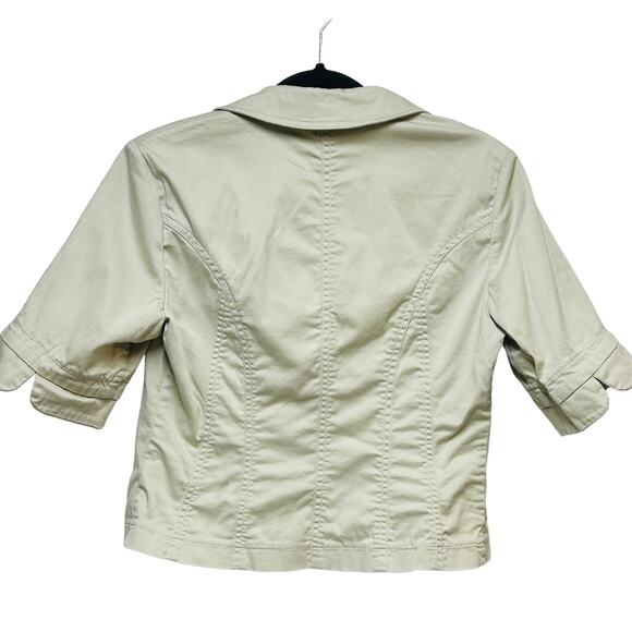 Coldwater Creek Collared Short Sleeve Blazer Tan Women's Size P8 - Picture 4 of 7